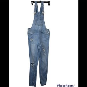 BLUE SPICE Distressed Skinny Leg Overalls size 5
